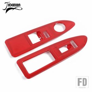 インテリアウィンドウリフトスイッチボタン装飾パネルカバーダッジチャレンジャー 2009-14 - Red