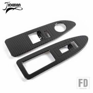 インテリアウィンドウリフトスイッチボタン装飾パネルカバーダッジチャレンジャー 2009-14 - black carbon grain