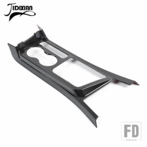 ダッジチャレンジャー 2009-14 ギアシフトカップホルダー装飾パネルカバーインテリアアクセサリー - black carbon grain