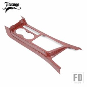 ダッジチャレンジャー 2009-14 ギアシフトカップホルダー装飾パネルカバーインテリアアクセサリー - red carbon friber