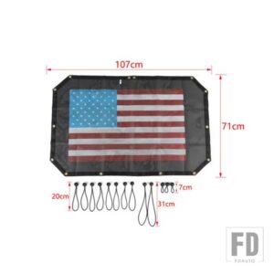 ジープ ラングラー JK 2/4 ドア 2007-2017 トップルーフサンシェードカバー UV サンシェードネット断熱メッシュ - front door flag A