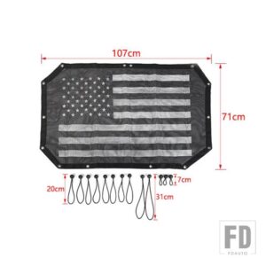 ジープ ラングラー JK 2/4 ドア 2007-2017 トップルーフサンシェードカバー UV サンシェードネット断熱メッシュ - front door flag B
