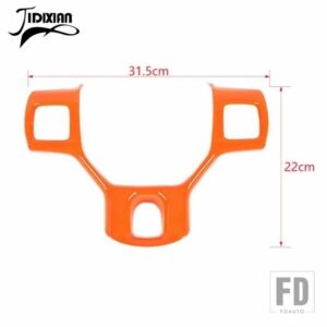 ステアリングホイール装飾カバーステッカーダッジラム 2010-17 インテリアアクセサリー - Orange