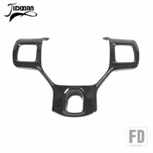 ステアリングホイール装飾カバーステッカーダッジラム 2010-17 インテリアアクセサリー - Black Carbon Fiber
