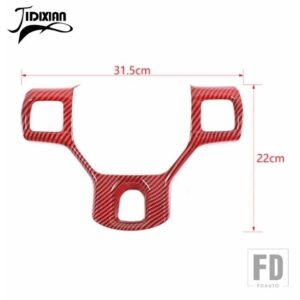 ステアリングホイール装飾カバーステッカーダッジラム 2010-17 インテリアアクセサリー - Red Carbon Fiber