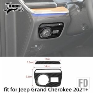 ジープ カーボン車内外装装飾カバーアクセサリーグランドチェロキー 2021-24 2025 - Headlight switch