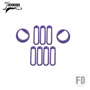 ジープ ラングラー JK 2007-17 グリルメッシュヘッドライトライトランプ装飾カバー - purple