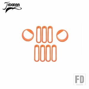 ジープ ラングラー JK 2007-17 グリルメッシュヘッドライトライトランプ装飾カバー - Orange
