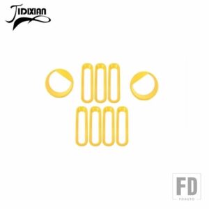 ジープ ラングラー JK 2007-17 グリルメッシュヘッドライトライトランプ装飾カバー - Yellow