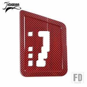 ABS ギアシフトパネル装飾カバーダッジチャレンジャー 2009-14 インテリアアクセサリー - Red Carbon Fiber