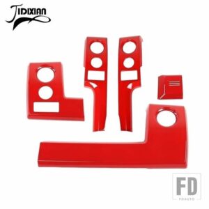 フォード 5個 カーセンターコンソールダッシュボードパネル装飾 F150 2009-14 カーボングレイン - 5pcs red