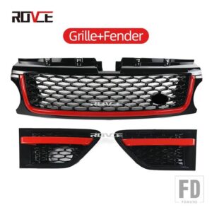 ランドローバー レンジローバースポーツ 2010-2013 L320 フロントバンパーグリル 3個 ABS サイドベントカバーグリル自動 - red black