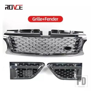 ランドローバー レンジローバースポーツ 2010-2013 L320 フロントバンパーグリル 3個 ABS サイドベントカバーグリル自動 - plating silver