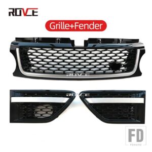 ランドローバー レンジローバースポーツ 2010-2013 L320 フロントバンパーグリル 3個 ABS サイドベントカバーグリル自動 - black silver