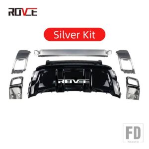 ランドローバー リアバンパー偽テール喉マフラートリムキット EVOQUE 2012-2018 年モデル DYNAMIV スタイル L538 - silver kit