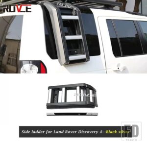 ランドローバー 合金サイド折りたたみはしごディスカバリー 4 3 LR4 2010-2016 登山はしご - matte black silver