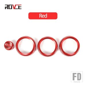 ランドローバー 4個 アルミ空調ノブボリュームコントロールノブカバートリムスポーツ 2014-2017 アクセサリー - Red