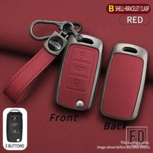 VW FASHING 合金キーケースカバー ポロティグアンパサート B5 B6 B7 ゴルフ 4 5 6 MK6 ジェッタ LAVIDA シュコダオクタヴィアシート - Red 1 pc