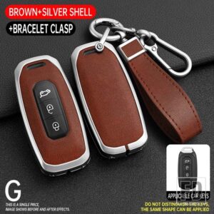 フォード キーカバーリモコン FOB シェルプロテクターケースキーホルダー自動領ダート 2019-24 - Silver Brown