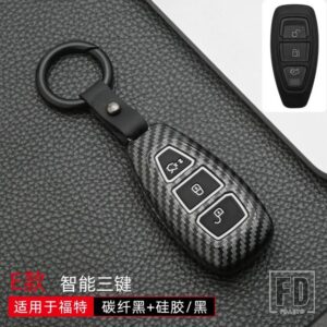 フォード カーボン ABS キーケースカバーフィエスタフォーカス 3 4 モンデオ ECOSPORT クーガフォーカス ST キーリモートキー - Carbon black