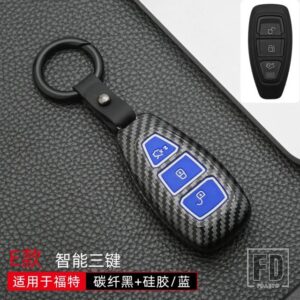 フォード カーボン ABS キーケースカバーフィエスタフォーカス 3 4 モンデオ ECOSPORT クーガフォーカス ST キーリモートキー - carbon blue