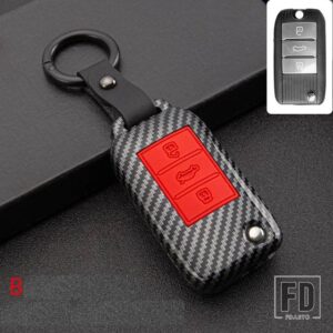 カーボン ABS + シリコーンキー FOB シェルカバーケース MG MG6 ZS HS EV EZS EHS MG3 GS MG7 GT 2015-20 - B carbon red