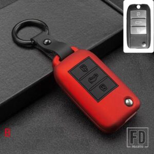 カーボン ABS + シリコーンキー FOB シェルカバーケース MG MG6 ZS HS EV EZS EHS MG3 GS MG7 GT 2015-20 - B red
