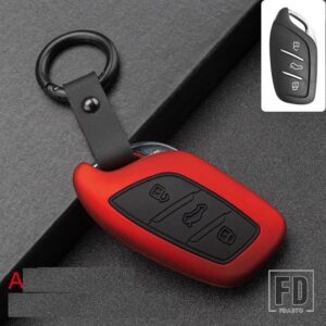 カーボン ABS + シリコーンキー FOB シェルカバーケース MG MG6 ZS HS EV EZS EHS MG3 GS MG7 GT 2015-20 - A RED