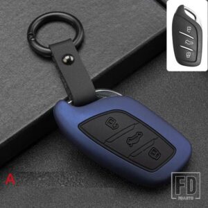 カーボン ABS + シリコーンキー FOB シェルカバーケース MG MG6 ZS HS EV EZS EHS MG3 GS MG7 GT 2015-20 - A Blue