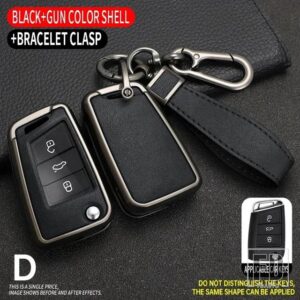 VW 3 4ボタン 合金キーケースカバー ゴルフ 7 MK7 ティグアン MK2 シート ATECA レオン FR イビサシュコダオクタビア KODIAQ - Grey Black 1 PC