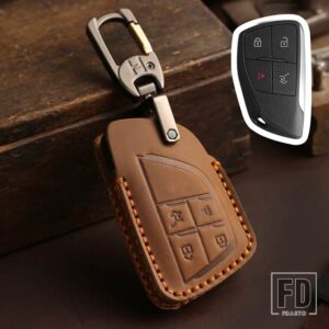 シボレー レザーキーケースキーフォブカバースマートキーシェル GMC ユーコン用サバーバンタホ用ビュイックエンビジョン S プラスアベニール - 4 Buttons Brown