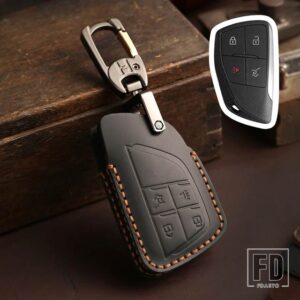 シボレー レザーキーケースキーフォブカバースマートキーシェル GMC ユーコン用サバーバンタホ用ビュイックエンビジョン S プラスアベニール - 4 Buttons Black
