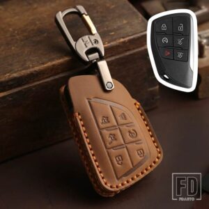 シボレー レザーキーケースキーフォブカバースマートキーシェル GMC ユーコン用サバーバンタホ用ビュイックエンビジョン S プラスアベニール - 6 Buttons Brown