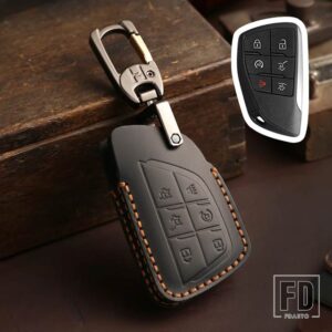 シボレー レザーキーケースキーフォブカバースマートキーシェル GMC ユーコン用サバーバンタホ用ビュイックエンビジョン S プラスアベニール - 6 Buttons Black
