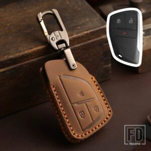 シボレー レザーキーケースキーフォブカバースマートキーシェル GMC ユーコン用サバーバンタホ用ビュイックエンビジョン S プラスアベニール - 3 Buttons Brown