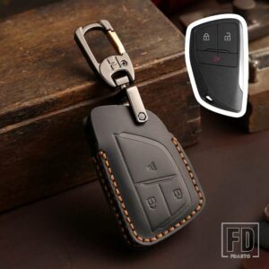 シボレー レザーキーケースキーフォブカバースマートキーシェル GMC ユーコン用サバーバンタホ用ビュイックエンビジョン S プラスアベニール - 3 Buttons Black