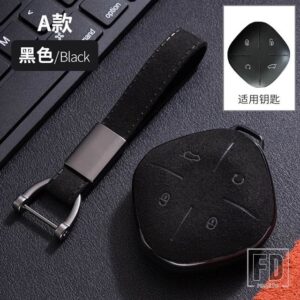 レザー + ソフト TPU キーケースカバー JETOUR X-1 プラス DTC 2022 キーチェーンカーアクセサリー - Black