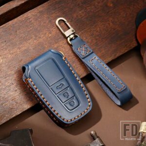 トヨタ 手作り革キーケースカバー プリウスカムリカローラ C-HR CHR RAV4 プラドアクセサリーキーホルダーカバー - blue B