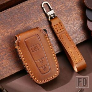 トヨタ 手作り革キーケースカバー プリウスカムリカローラ C-HR CHR RAV4 プラドアクセサリーキーホルダーカバー - Brown C