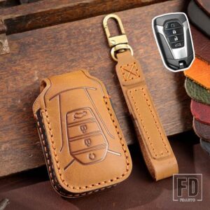 いすゞ 革キーケースリモコンフォブプロテクターカバー 新 MU-X X シリーズ DMAX D-MAX X-TERRAIN ピックアップ 2021 2022 - 4 Buttons Brown