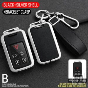 ボルボ 合金 + TPU 5/6 ボタンリモートキーホルダーシェルケースフルカバー XC60 V60 S60 S80 XC70 V40 - Silver black