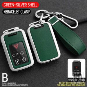 ボルボ 合金 + TPU 5/6 ボタンリモートキーホルダーシェルケースフルカバー XC60 V60 S60 S80 XC70 V40 - Silver Green