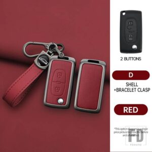 シトロエン プジョー ファッション合金フリップキーケースカバーシェル FOB 107 207 307 308 407 607 3008 5008 クサラピカソ C5 C6 C8 - 2 Buttons Red 1 PC