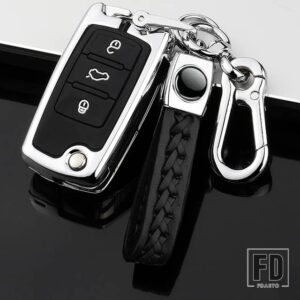 VW 合金 + シリカゲルキーカバーケース ゴルフボラジェッタポロパサート B5 B6 シュコダオクタビア A5 ファビアシートイビサ - Silver
