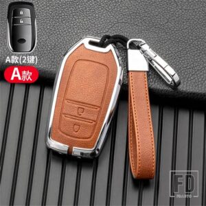 トヨタ 金属キーカバーケースシェル ハイラックスフォーチュナーランドクルーザーカムリコララクラウン RAV4 ハイランドインテリアアクセサリー - Silver brown Key A