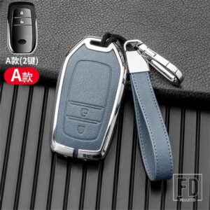 トヨタ 金属キーカバーケースシェル ハイラックスフォーチュナーランドクルーザーカムリコララクラウン RAV4 ハイランドインテリアアクセサリー - Silver blue Key A