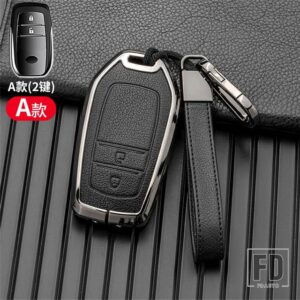 トヨタ 金属キーカバーケースシェル ハイラックスフォーチュナーランドクルーザーカムリコララクラウン RAV4 ハイランドインテリアアクセサリー - Grey black Key A