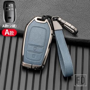 トヨタ 金属キーカバーケースシェル ハイラックスフォーチュナーランドクルーザーカムリコララクラウン RAV4 ハイランドインテリアアクセサリー - Grey blue Key A