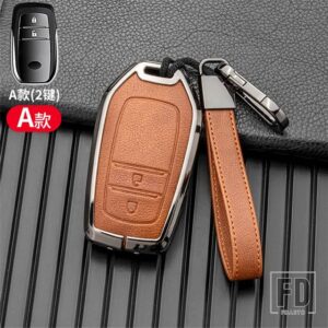 トヨタ 金属キーカバーケースシェル ハイラックスフォーチュナーランドクルーザーカムリコララクラウン RAV4 ハイランドインテリアアクセサリー - Grey brown Key A
