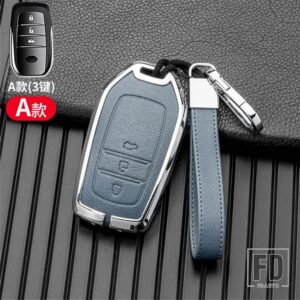 トヨタ 金属キーカバーケースシェル ハイラックスフォーチュナーランドクルーザーカムリコララクラウン RAV4 ハイランドインテリアアクセサリー - Silver blue Key B